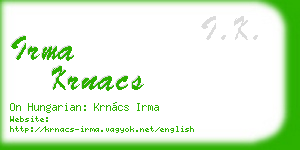 irma krnacs business card